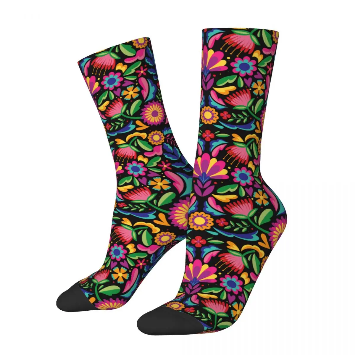 Mode Bunte Mexikanische Floral Muster Sport Socken Ethnische Blumen Polyester Mittleren Rohr Socken für Frauen Männer Schweiß Absorbieren