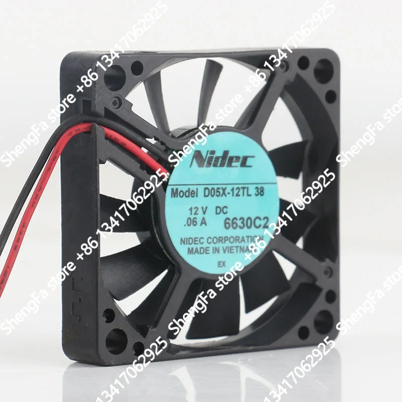 Original Nidec 24V 48V DC 12V 0.06A AC EC Ultra-quiet CPU Durable Inverter 5010 50X50X10MM 5CM Two-wire D05X-12TL 38 Cooling Fan