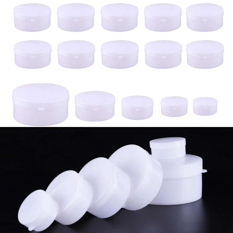 10pcs 5g-100g Empty  White Plastic Cosmetics Jars W/ Lids Travel Makeup Sample Containers For Face Cream Lip Balmx Eye Shadow