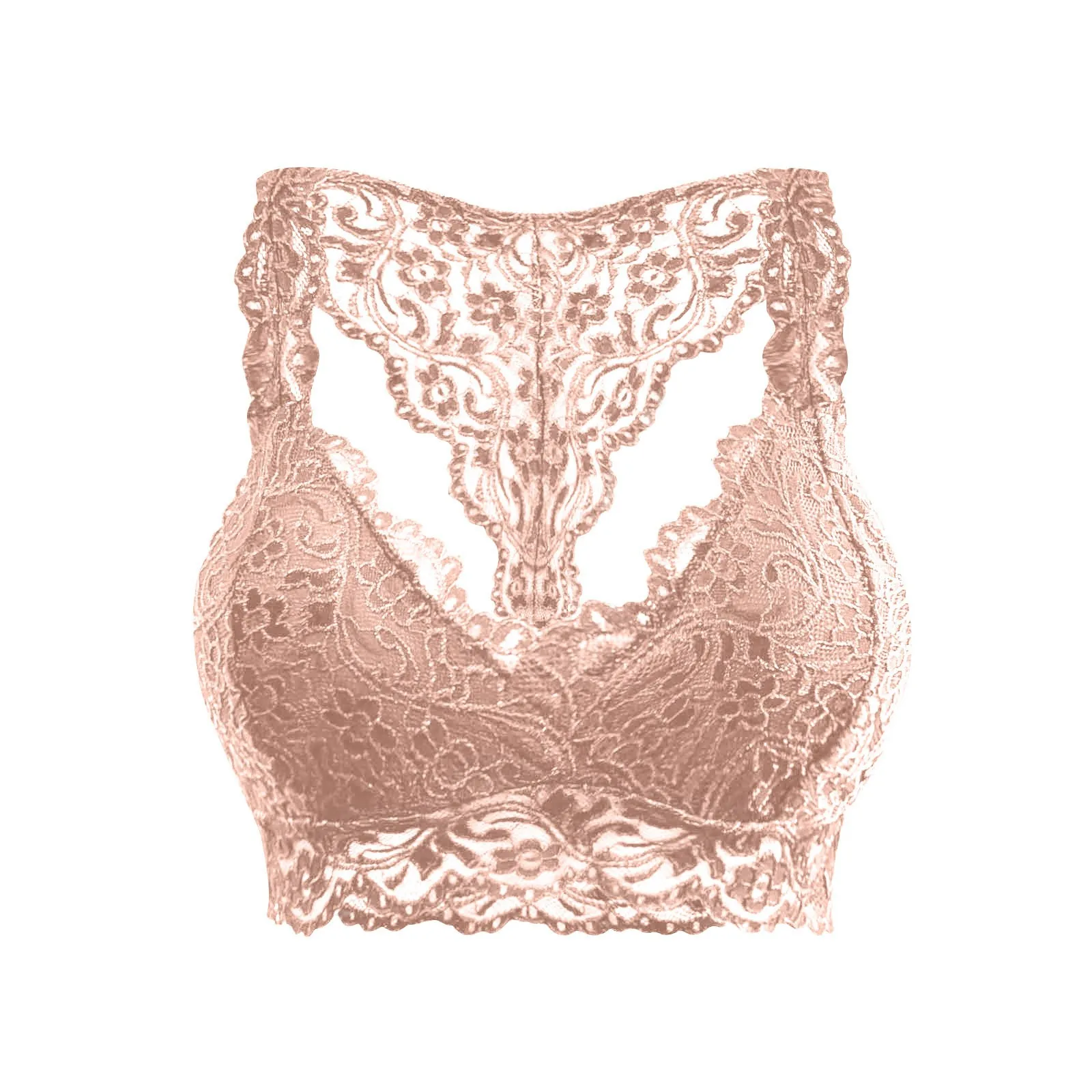 Womens Lace Bra Racer Back Women Plus Size Vest Crop Wireless Chest Pad Bras Sexy V Neck Lingerie Gathered Strapless Corset