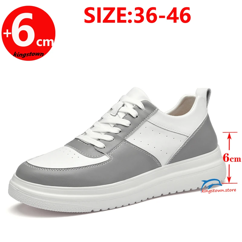 Sapatilhas de elevador estilo Oxford masculinas, palmilha crescente de 6cm de altura, clássicas plus size 36-46