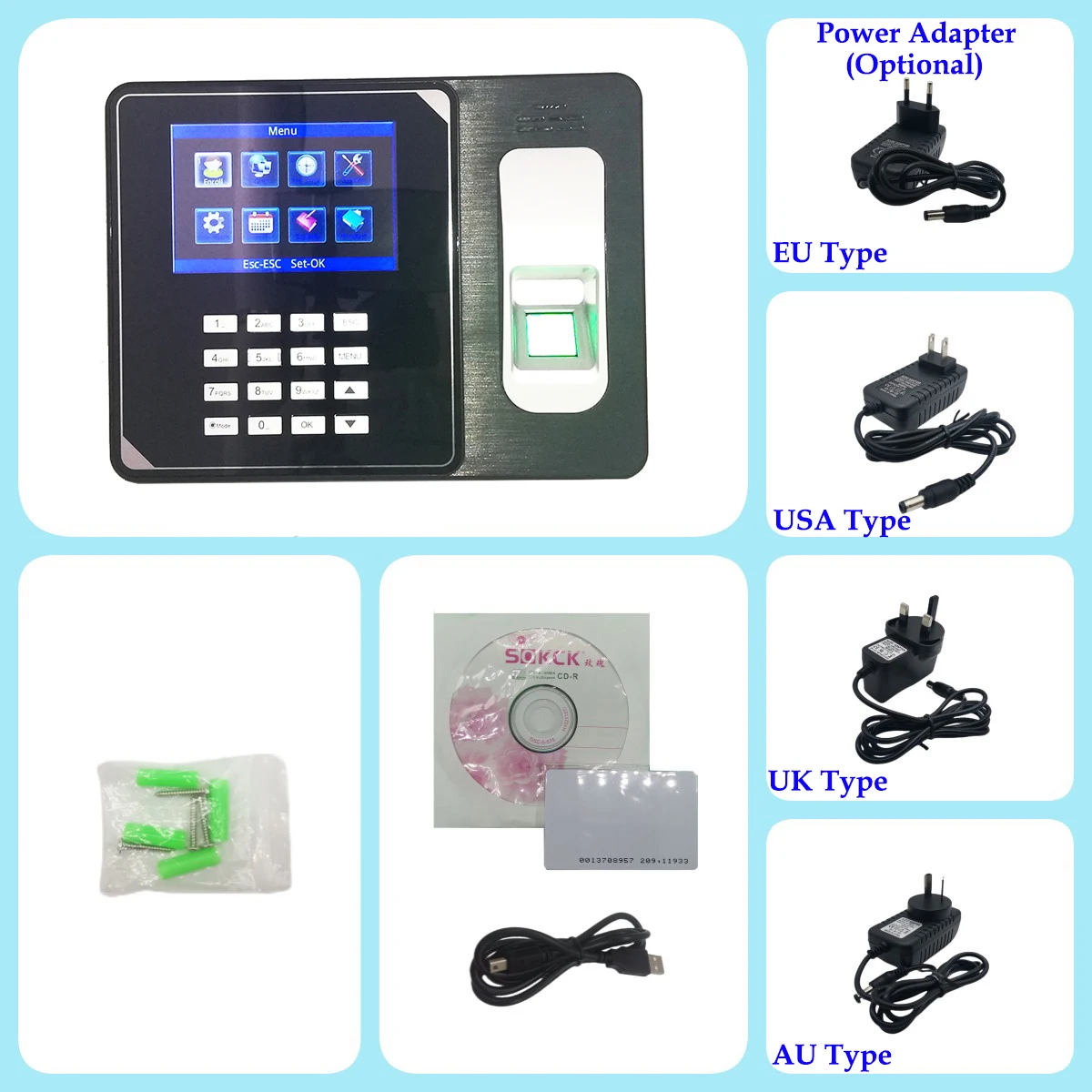 WiFi 4000 mAh Battery Biometric Fingerprint Time Clock Recorder Attendance Employee Electronic Finger and Card Time Attendance