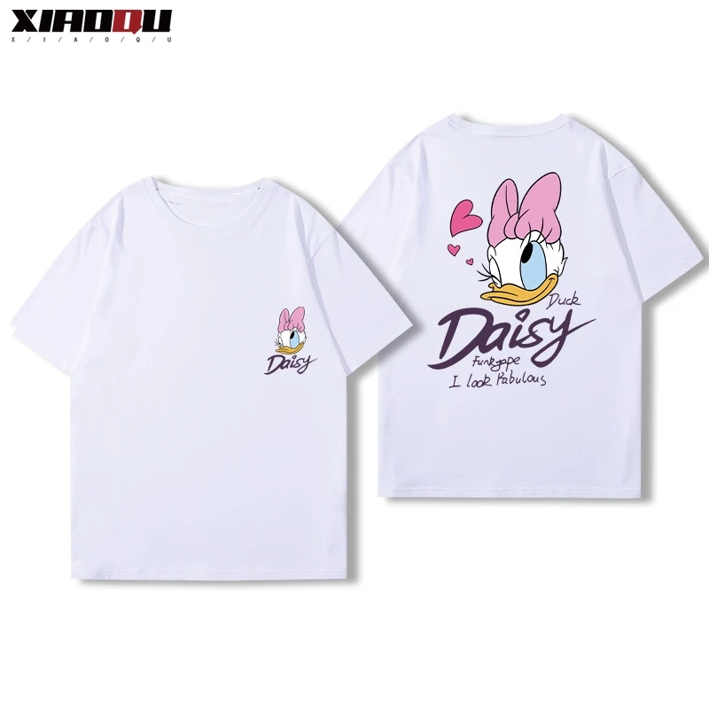 

American Disney Donald Duck Daisy Short Sleeve Couple Clothing Crew Neck Loose Casual Lazy Trendy Brand Men and Women's T-Shirts