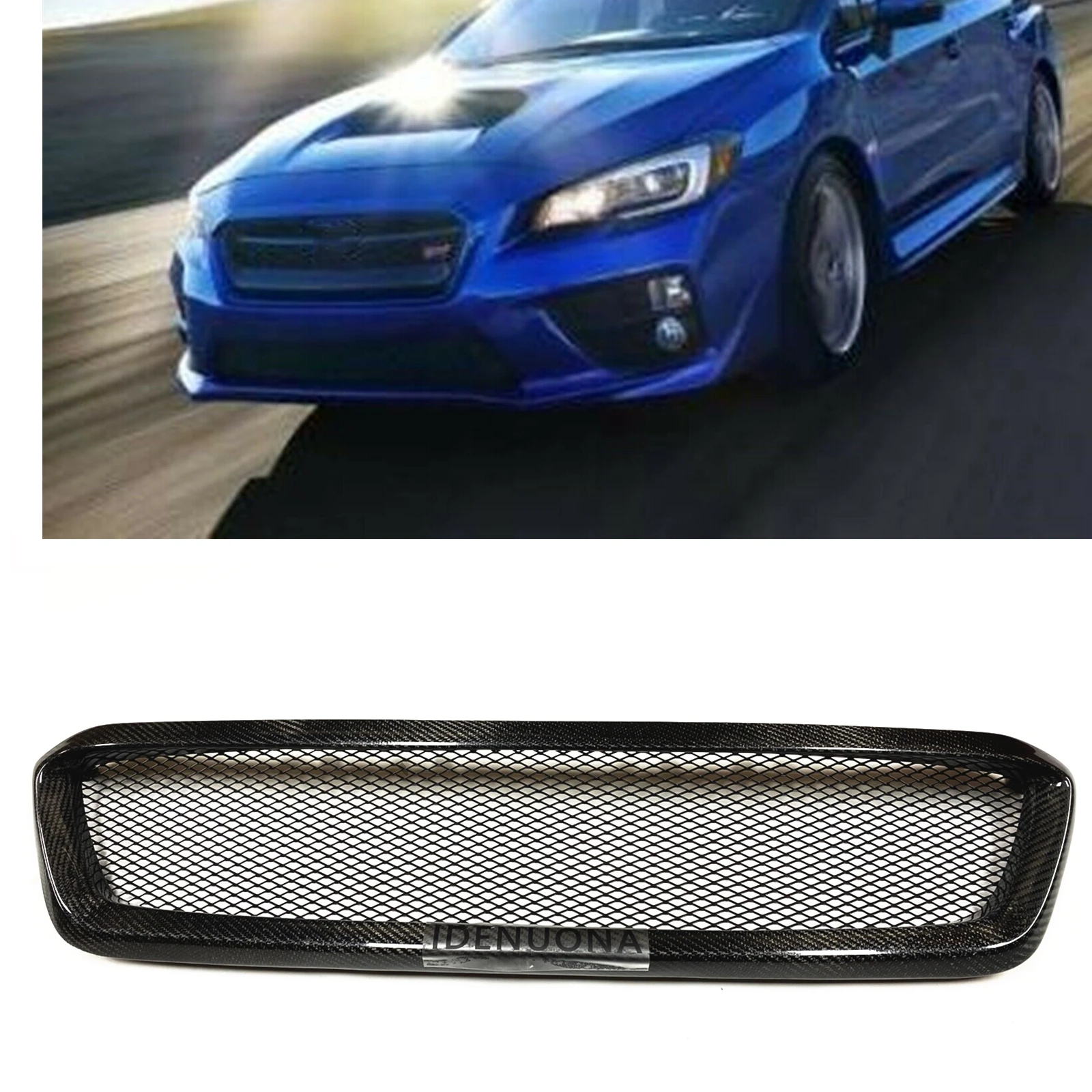 Carbon Fiber Car Front Racing Grille Upper Bumper Hood Mesh Grid For Subaru Impreza WRX STI 2014-2017