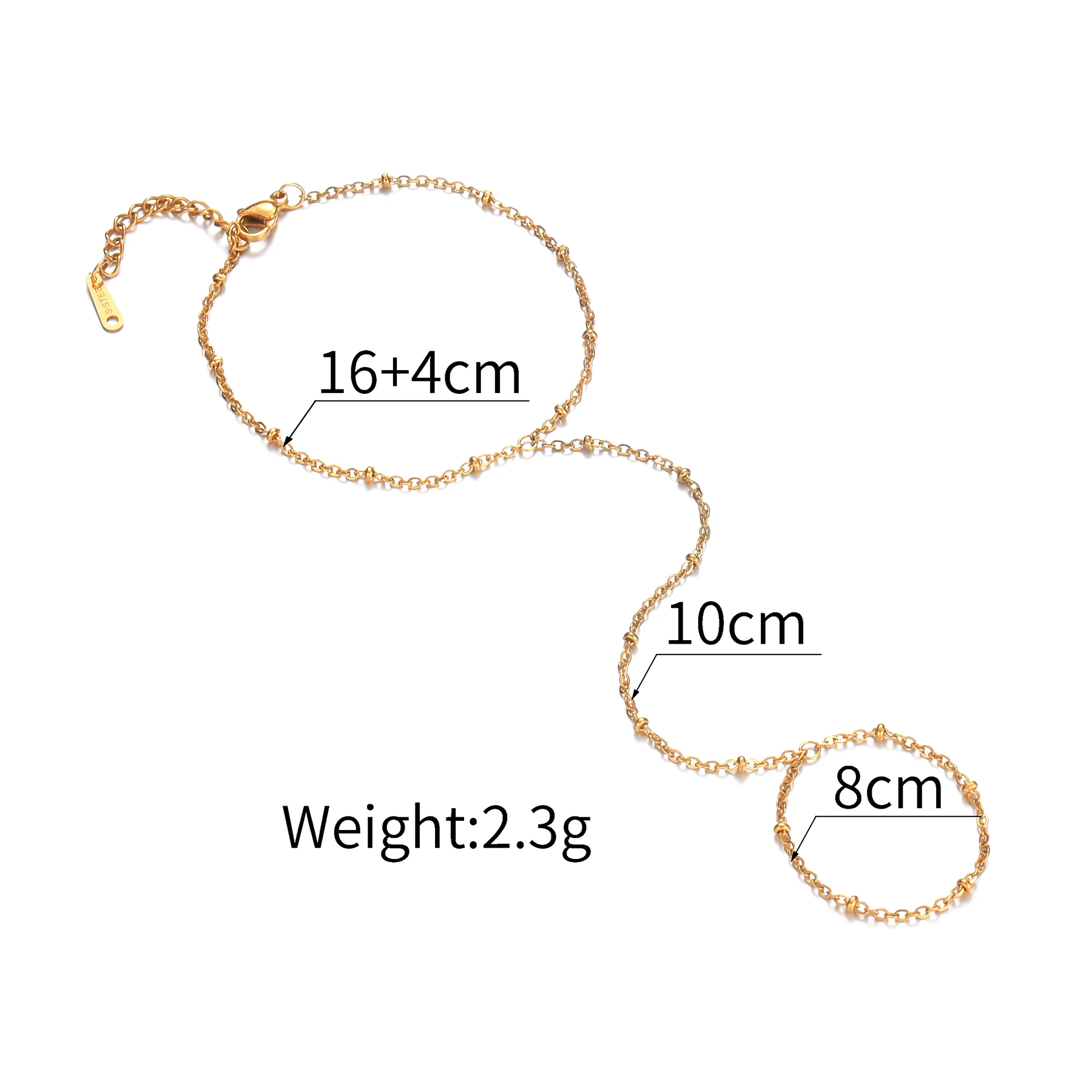 Sifisrri Simple Beaded Finger Chain Minimalist Bracelet for Women Stainless Steel Adjust Zircon Family Mother's Day Jewerly Gift