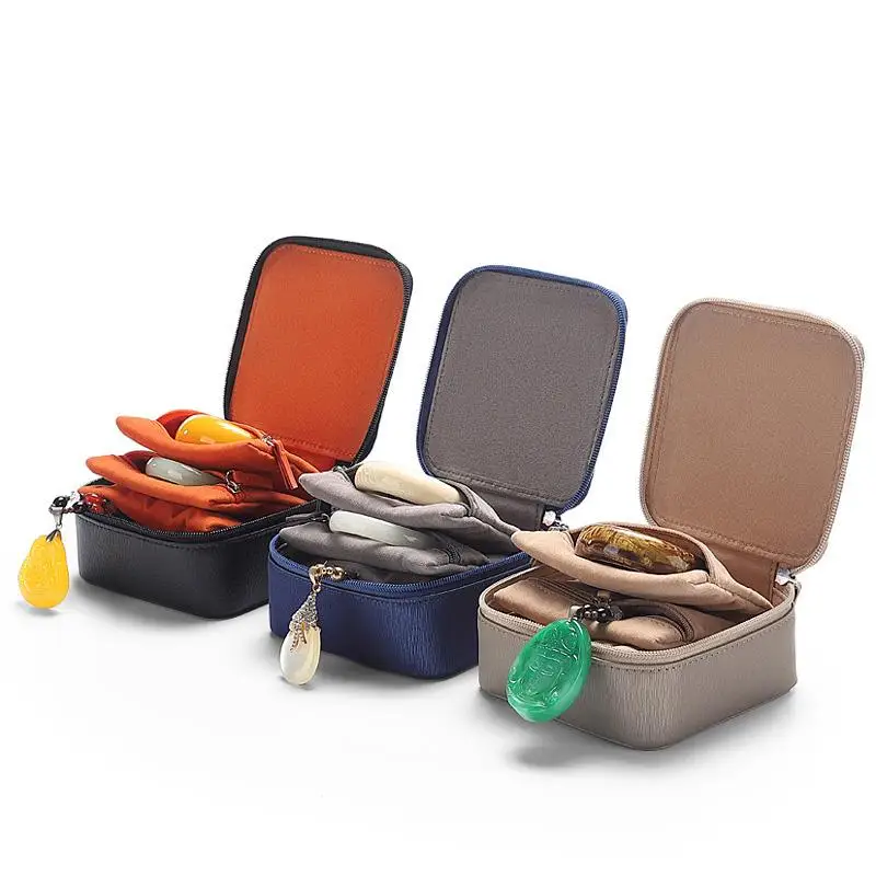 Organizzatore di gioielli pieghevole Griglie multiple Custodia con cerniera in velluto Collana Bracciale Delicato contenitore per orecchini ad alta capacità