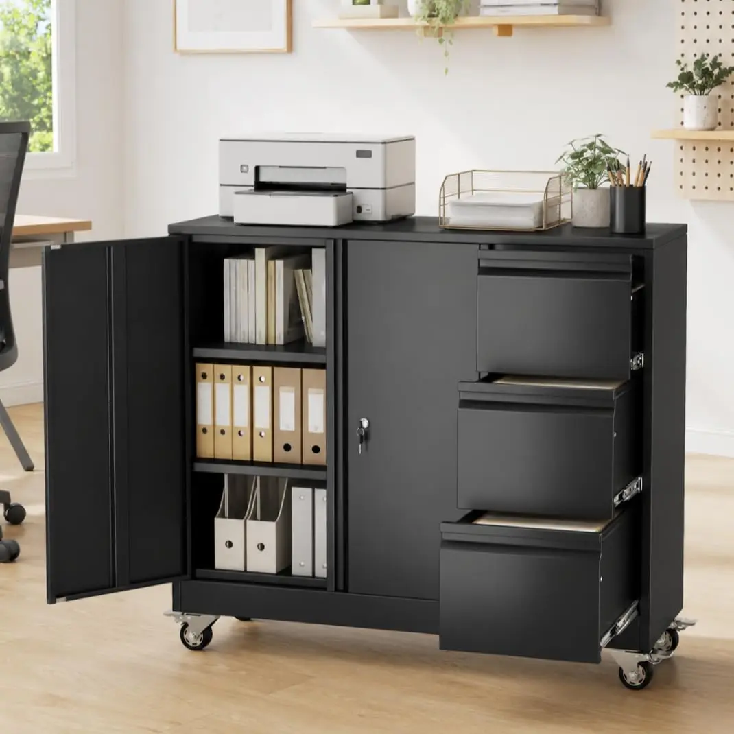 3 Drawer Rolling File Cabinet Printer Stand Office Storage Mobile Organizer, Customized