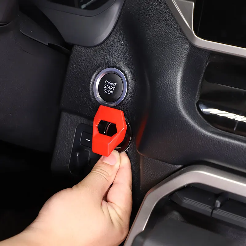 

For Toyota Tundra 2022-2023 ABS Carbon Fiber/Red Car Engine Start Stop Push Button Cover Trim Sticker Car Accessories