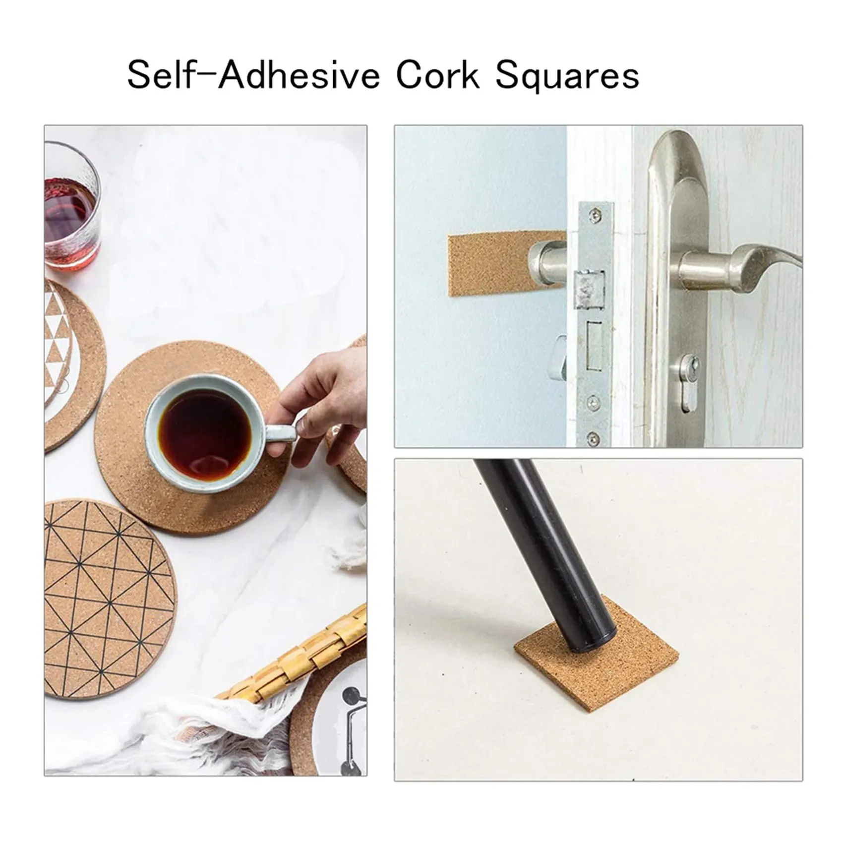 IALJ-Self-Adhesive Cork Coasters,Cork Mats Cork Backing Sheets For Coasters And DIY Crafts Supplies (120, Square)