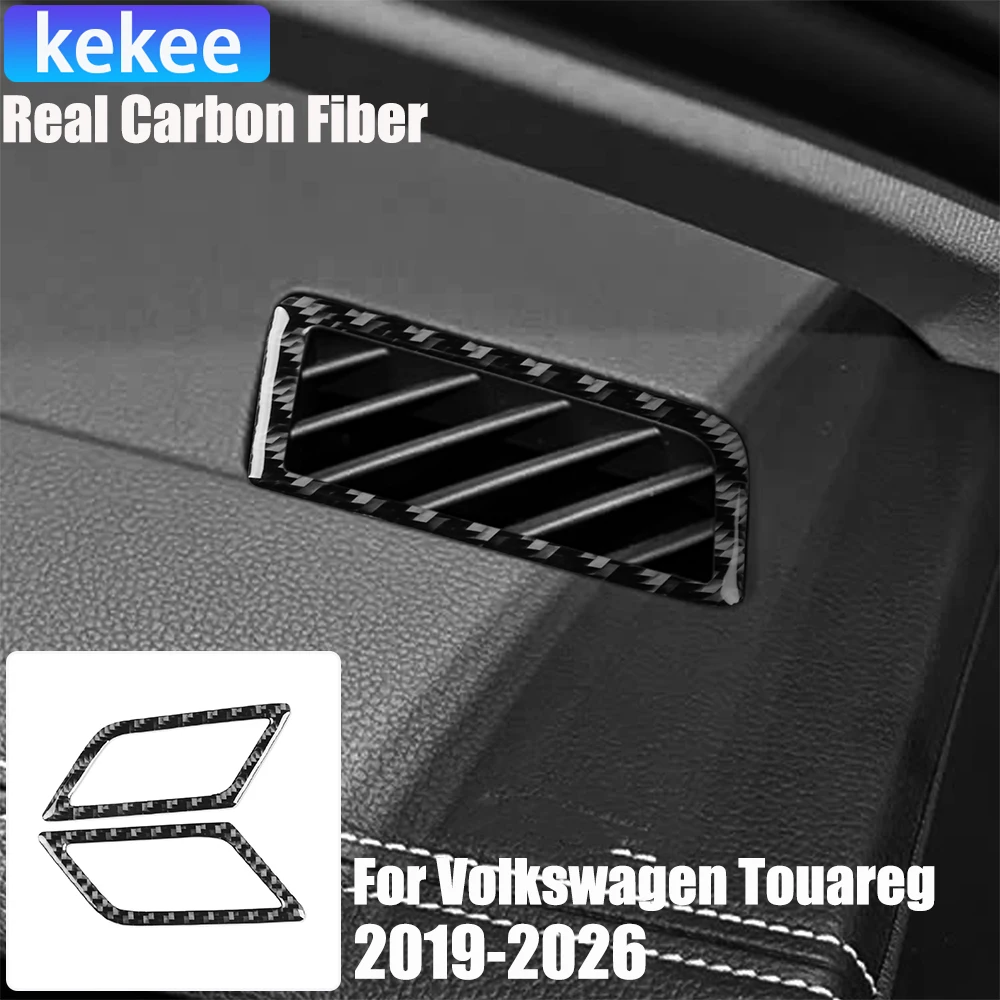 

Real Carbon Fiber Car Accessories Dashboard Vent Soft Sticker For Volkswagen Touareg CR 2019 2020 2021 2022 2023 2024 2025 2026