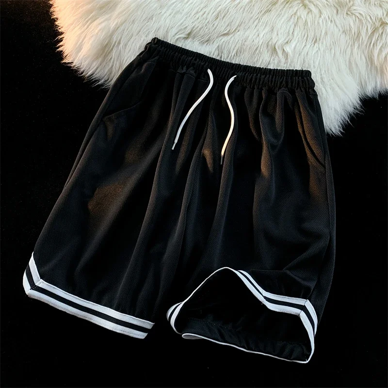 American Ice Slik Knee Length Striped Pantalon De Deporte Pantalones Cortos Elastic Casual Board Cargo Basketball Shorts Men