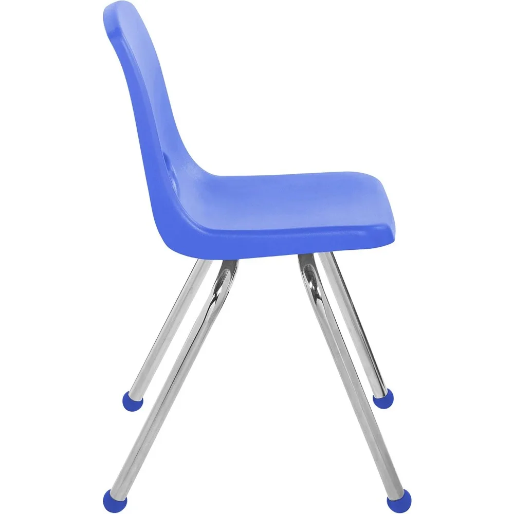 Silla de pila escolar de 16 ", asiento apilable para estudiantes con patas de acero cromado y deslizamiento de bolas (paquete de 4), sillas escolares