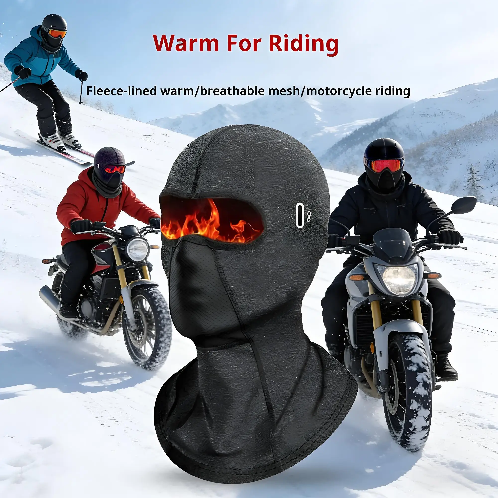 Cycling Balaclava Outdoor Riding Warm Motorcycle Helmet Breathable Ice Windproof Scarf Cold Protection Face Ski Mask Winter