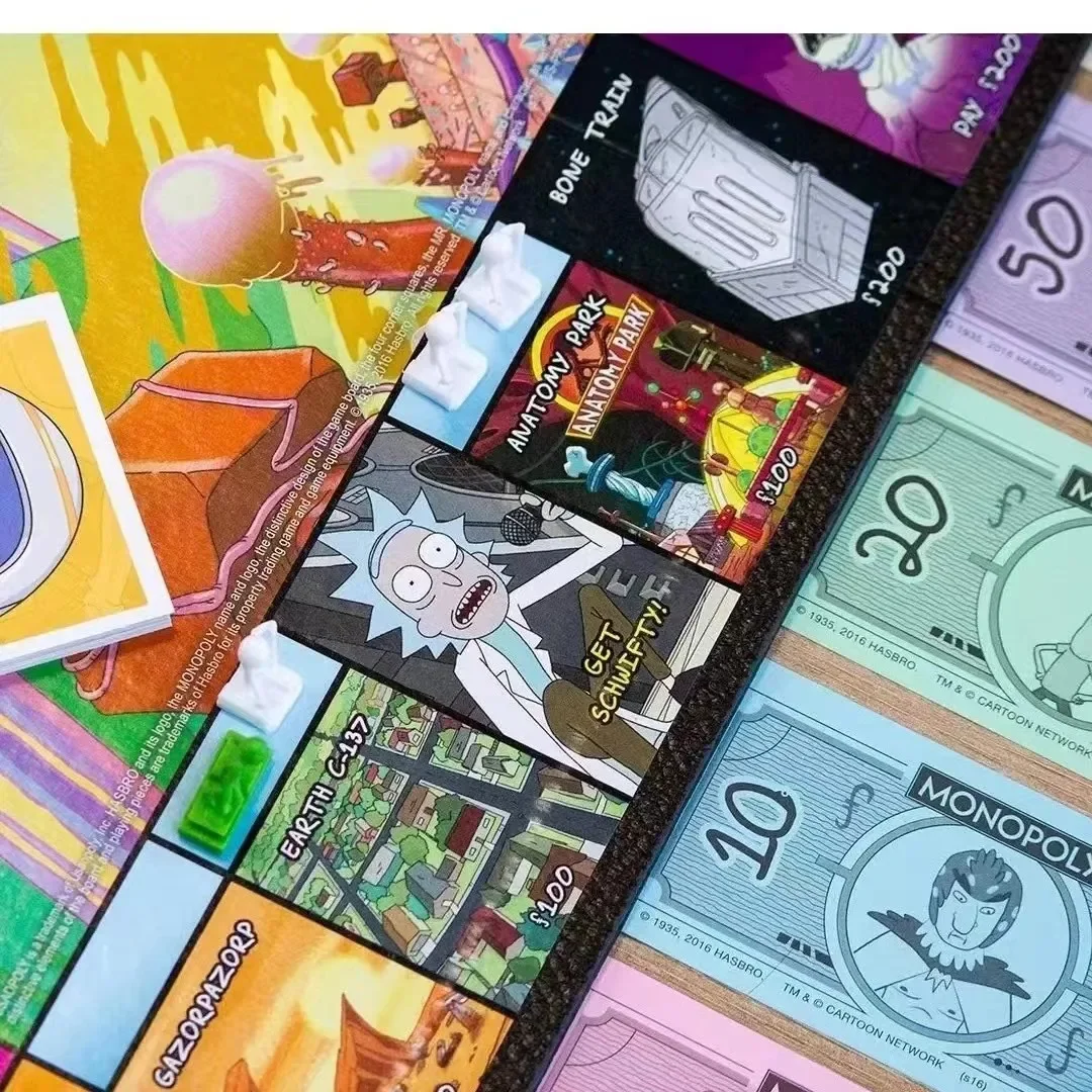 Jeu de société Monopoly Rick et Morty, basé sur la série Hit Adult Swim, jeu de monopole classique sur le thème Rick et Morty