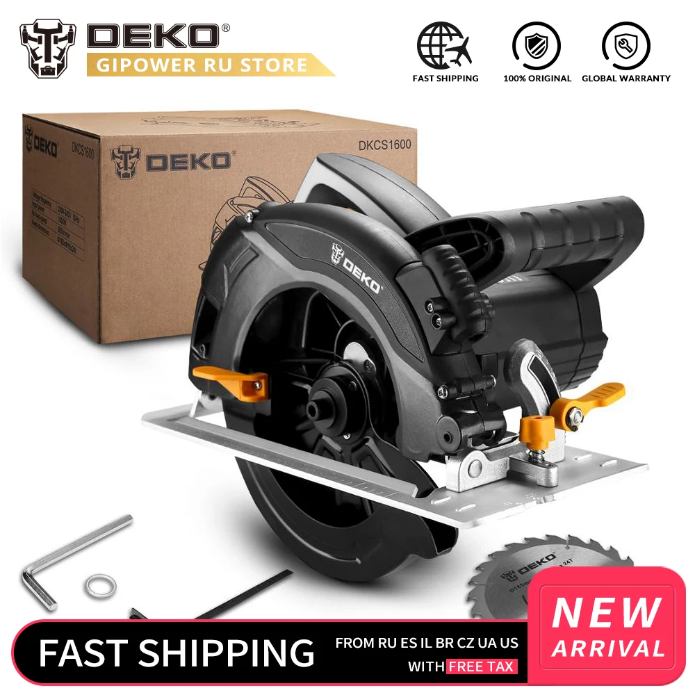 DEKO DKCS1600 Hand-held Home Multi-function High Power Circular Saw Machine for Stone/Wood/Metal/Tile Cutting