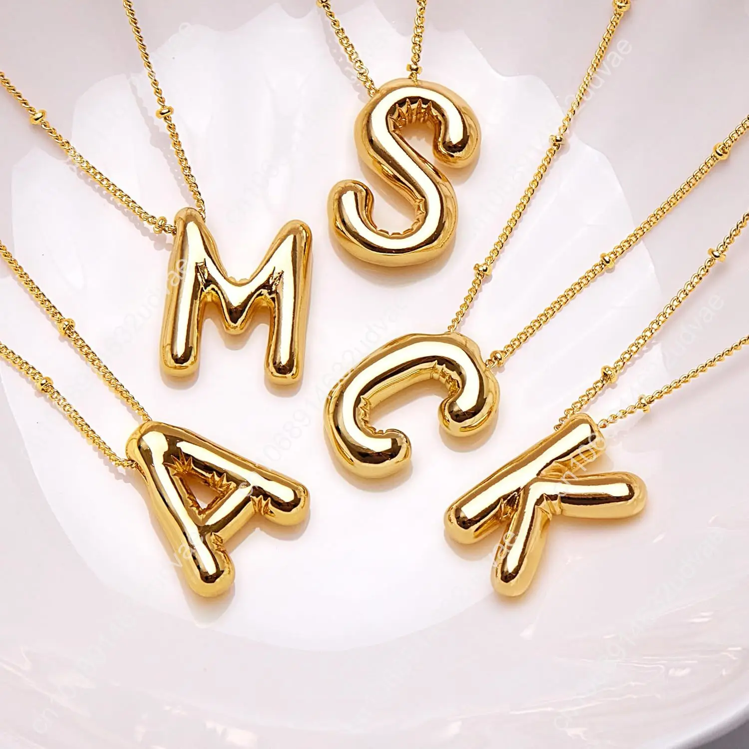 Золотое ожерелье с буквами и пузырьками для женщин, изящное ожерелье с подвеской в виде воздушного шара с покрытием 14 К, модное очаровательное ожерелье с именем, не тускнеет