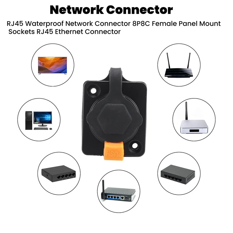 B63B-RJ45 Waterproof Network Connector 8P8C Female Panel Mount Sockets RJ45 Ethernet Connector