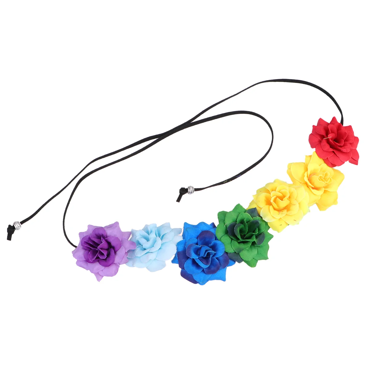 

2 Pcs Headgear Bride Tiara Rose Hair Hoop Multicolor Flower Crown Colorful Garland