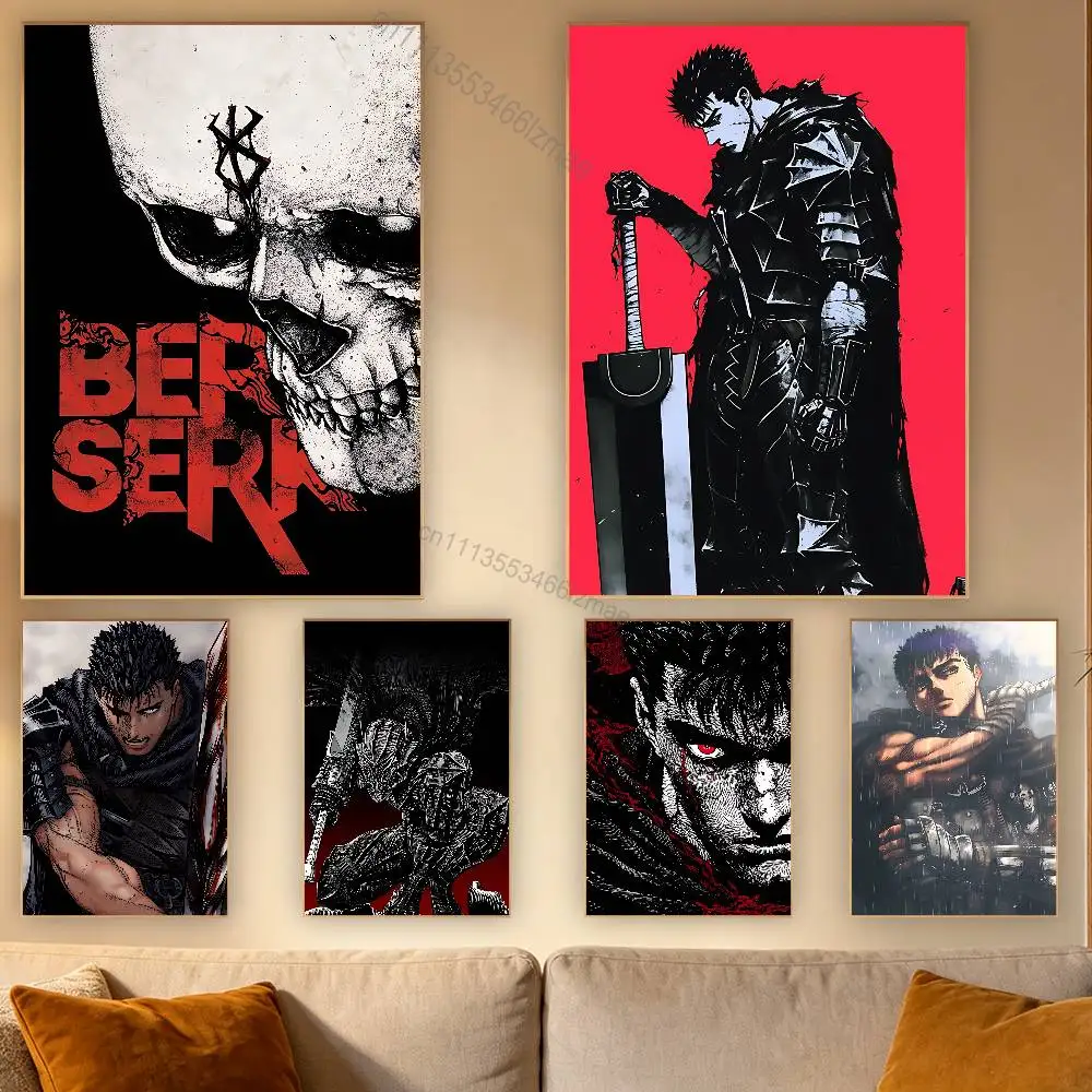 

Cool B-Berserk Guts Poster Wall For Sticky Decoration Waterproof Home Living Room Bedroom Bar