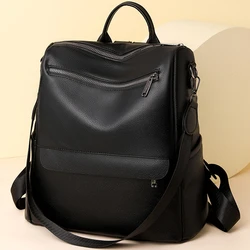 Retro Soft Leather Backpack For Women Purses Designer Ladies Large Capacity Mochilas Shoulder Bag High Quality Bookbag Sac A Dos