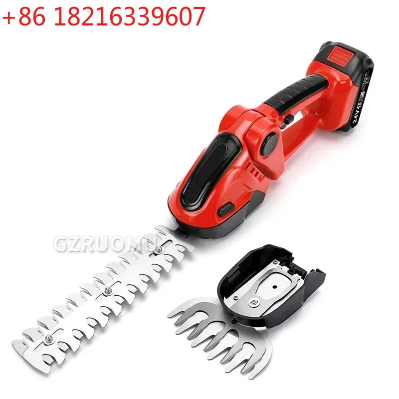 YAO 2 IN 1 Cordless Electric Hedge Trimmer 30cm Rechargeable Handheld Household Shrub Weeding Pruning Mower Garden Tools