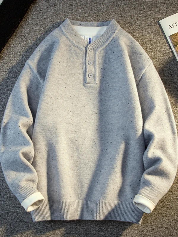 

Men's Knitted Sweater round Ne Thiened Loose Fit Autumn Winter Spring Summer Casual Sle Polyester Fiber Student Faion