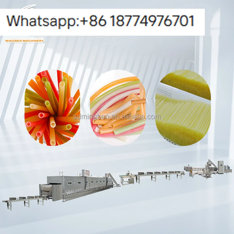 Línea de procesamiento/máquina de fabricación de pajitas desechables comestibles de arroz/pasta/trigo