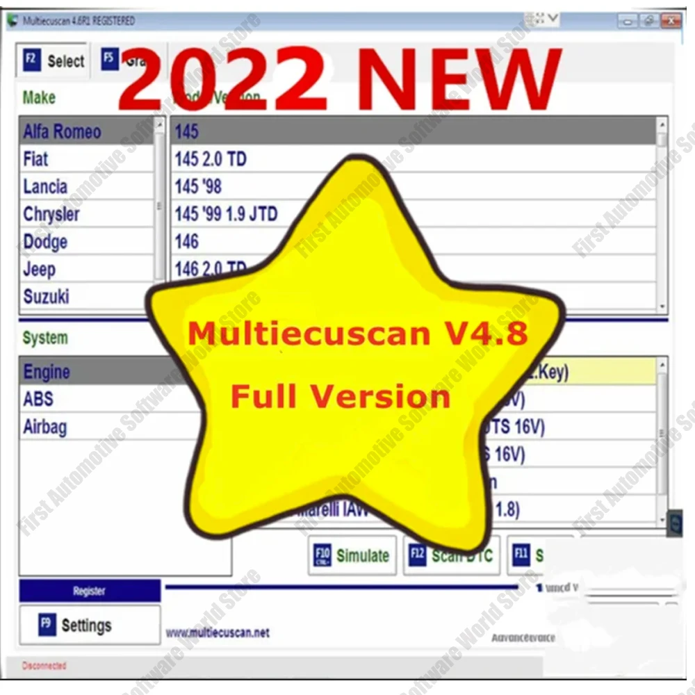 New multiecuscan fiat original software 2023 Multiecuscan V5.0 For Fiat/Chrysler/Dodge/Jeep/Suzuki Scanner Software V4.8 Work