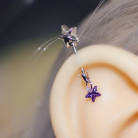 1 Pcs Purple Meteor Star Ear Bone Nail 316L Stainless Steel Korean Style Piercing Body Jewelry Inoxidable Cartilage Kpop Earring