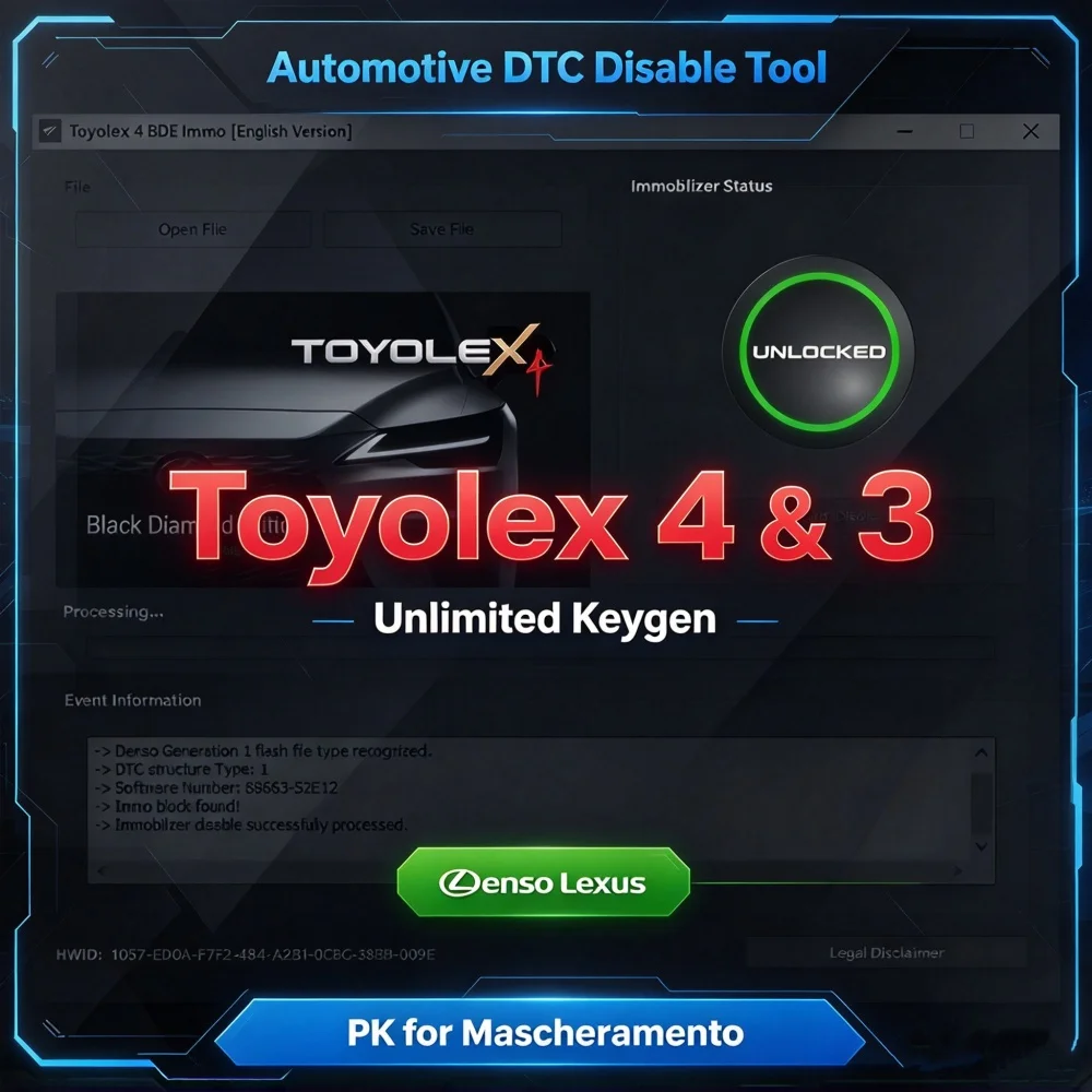 2026 Hot Toyolex 4/3 Toyolex4 Unlimited Keygen Lexus Denso Mascheramento DTC Disable Funziona for Kess Ktag ECU Tuning Toyol
