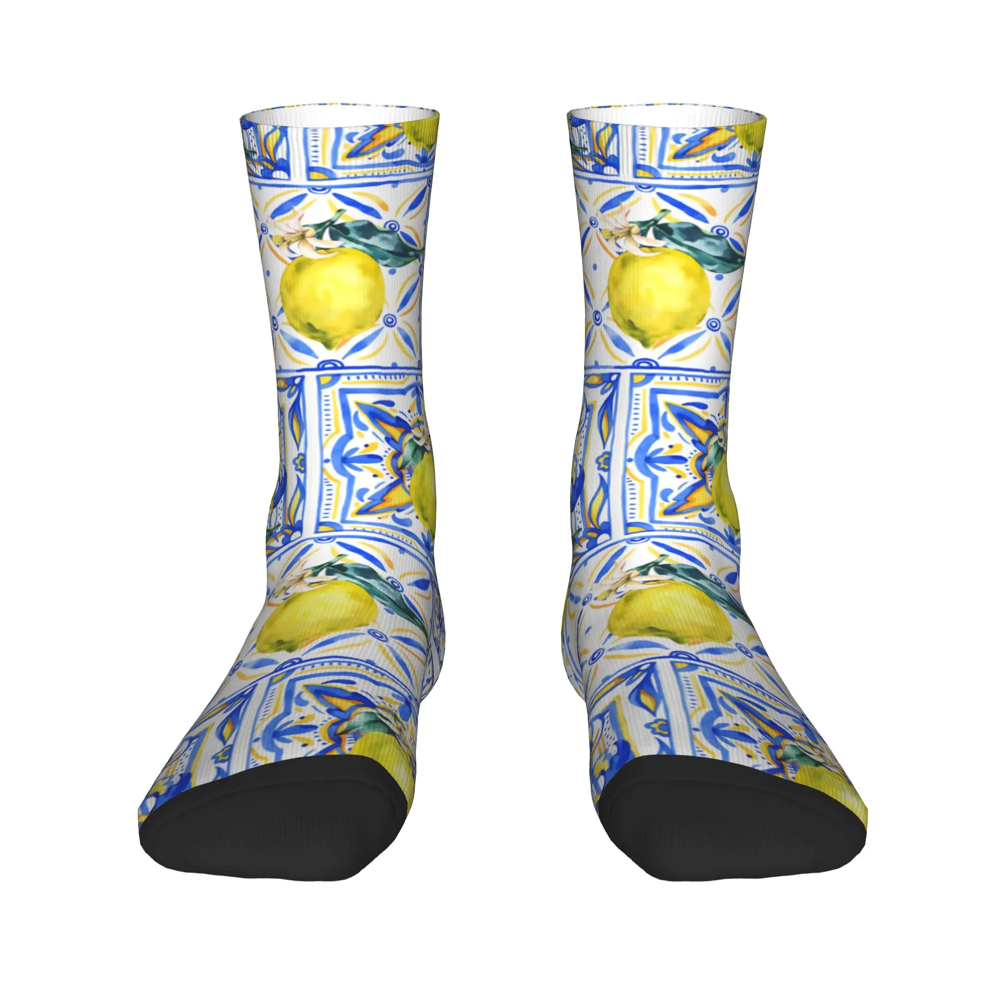 Yellow Lemon Pattern Socks  Gothic Stockings Spring Anti-Slip Adults Men Socks Comfortable Graphic Running Sports Socks