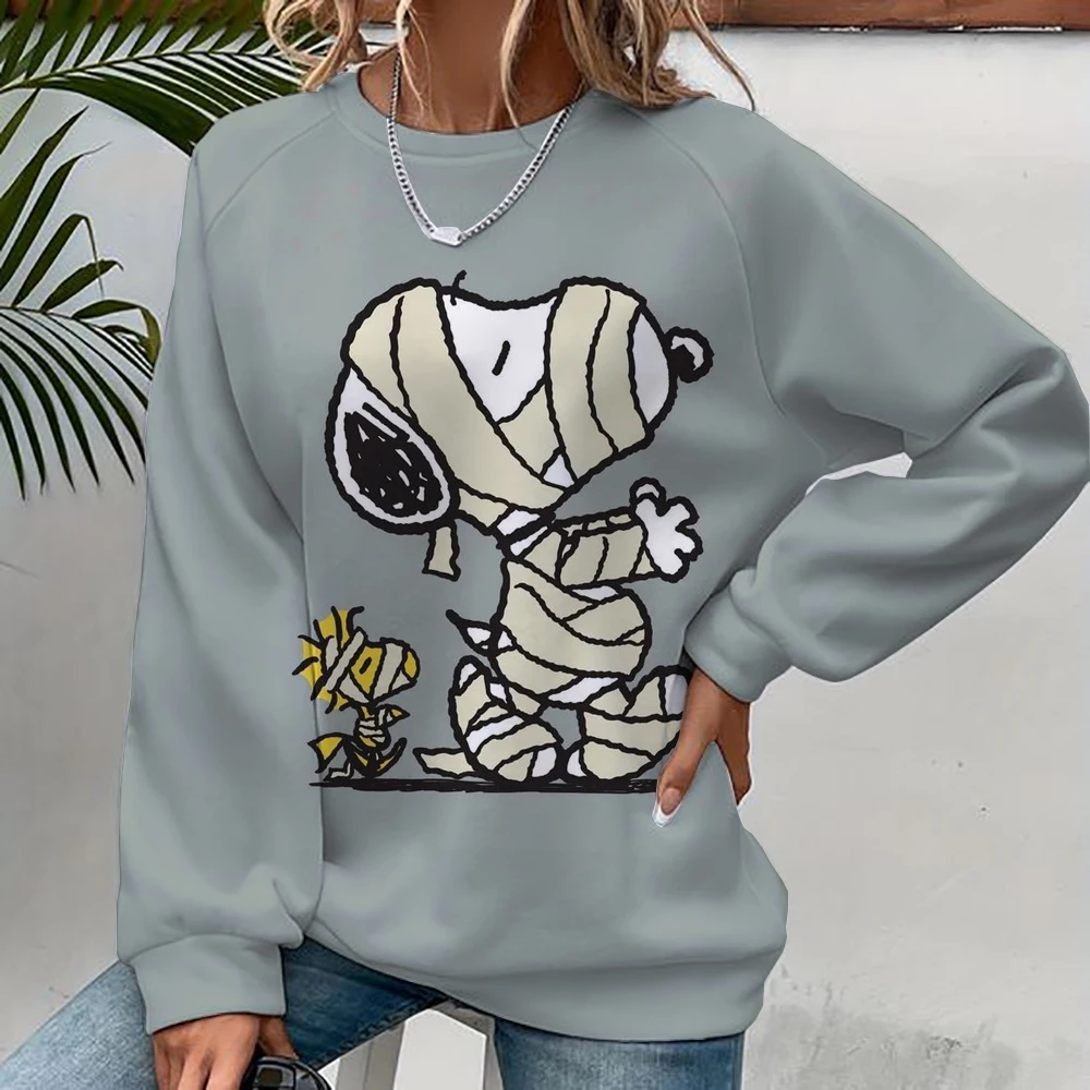 Snoopy Cartoon Anime Women's Hoodie Spring and Autumn Edition Women's Round Neck Hoodie 2024 New Casual Couple Sportswear Top