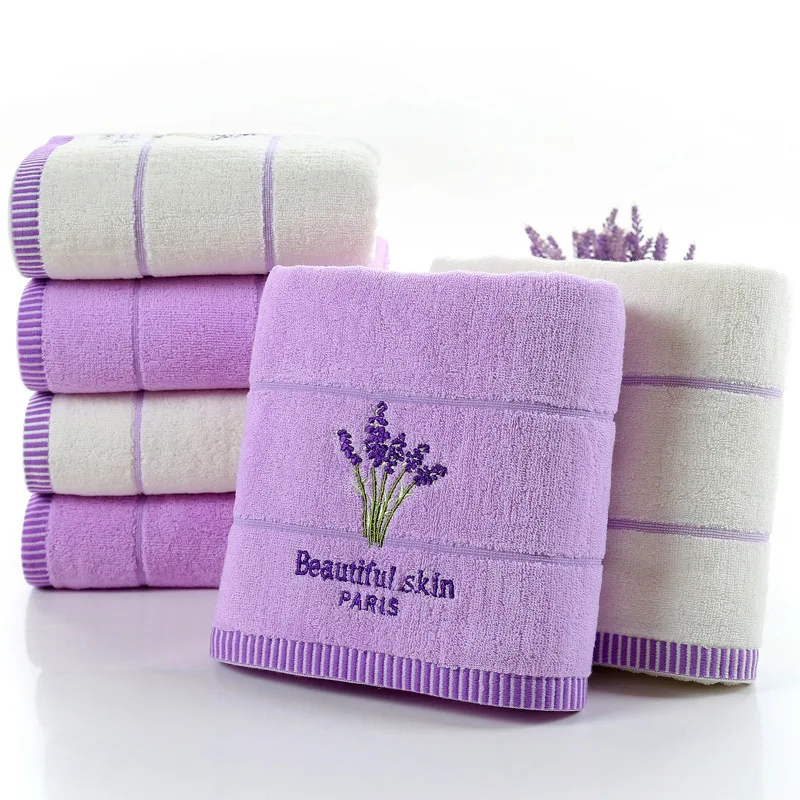 70*140cm 100% Cotton Bath Towel Set Absorbent Adult Bath TowelsSoft Friendly Lavender thickened bath towe For Bathroom Washcloth