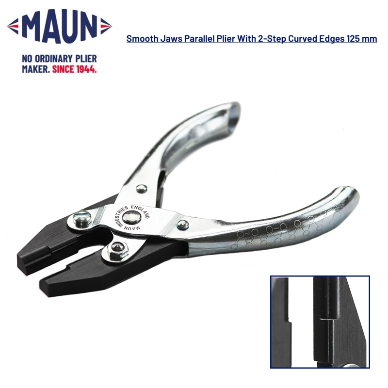 Maun 2 Step Smooth Jaws Flat Nose Parallel Plier With Rounded Edges 125mm for Jewelry Making Wire Crafting