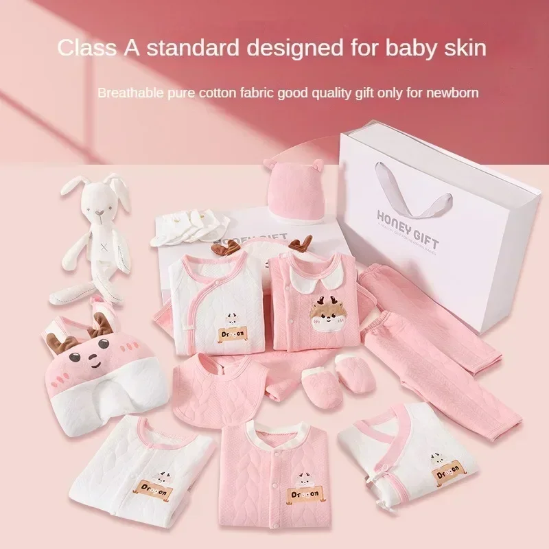 Newborn Clothing Gift Box  Advanced Baby Set 0-3-6 Months Baby Close Fitting Jumpsuit Baby Spring  Autumn Style Outerwear Set