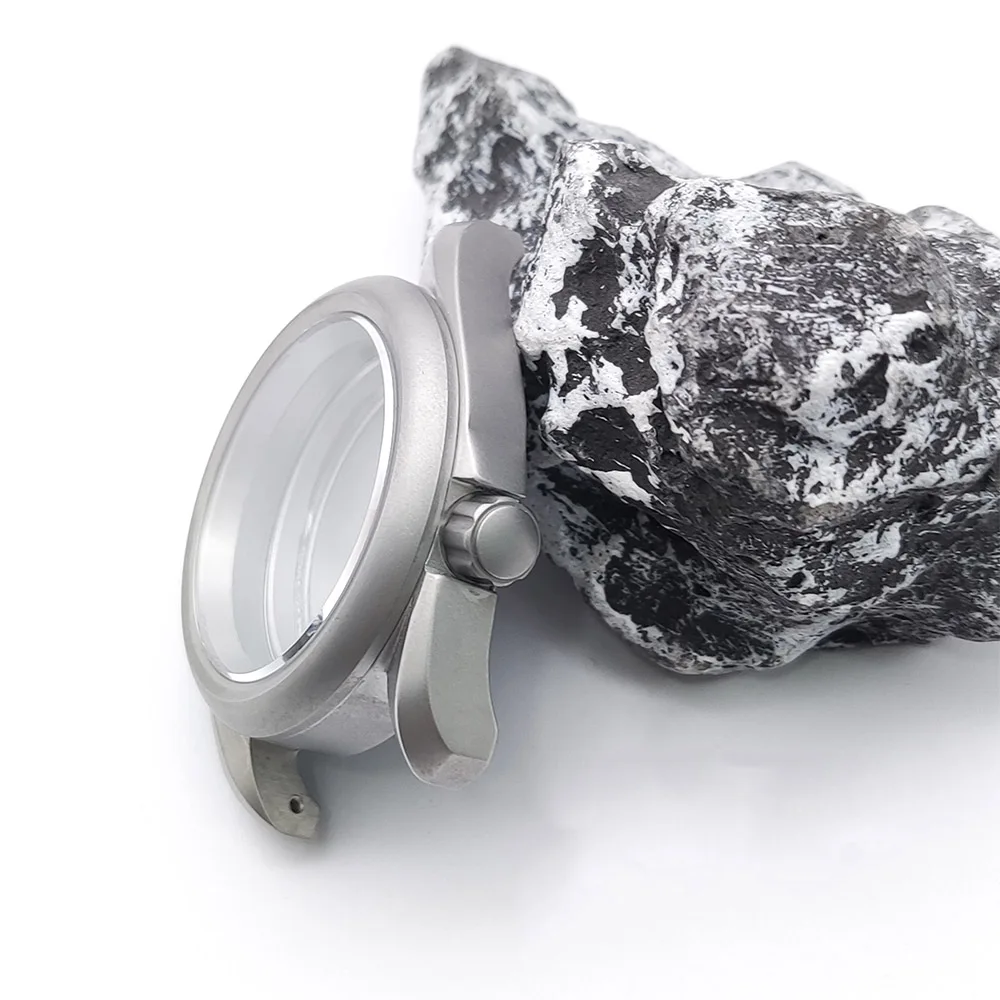 PARNSRPE Cassa per orologio argento opaco 41mm NH35 Impermeabile adatto NH35 NH36 Movimento meccanico automatico Vetro zaffiro