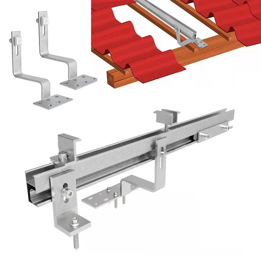 Solar Panel Bracket Mount Hook Photovoltaic Panel Roof Hook Kit 304 Stainless Steel Solar PV Module Hooks for Fixed Solar Panel