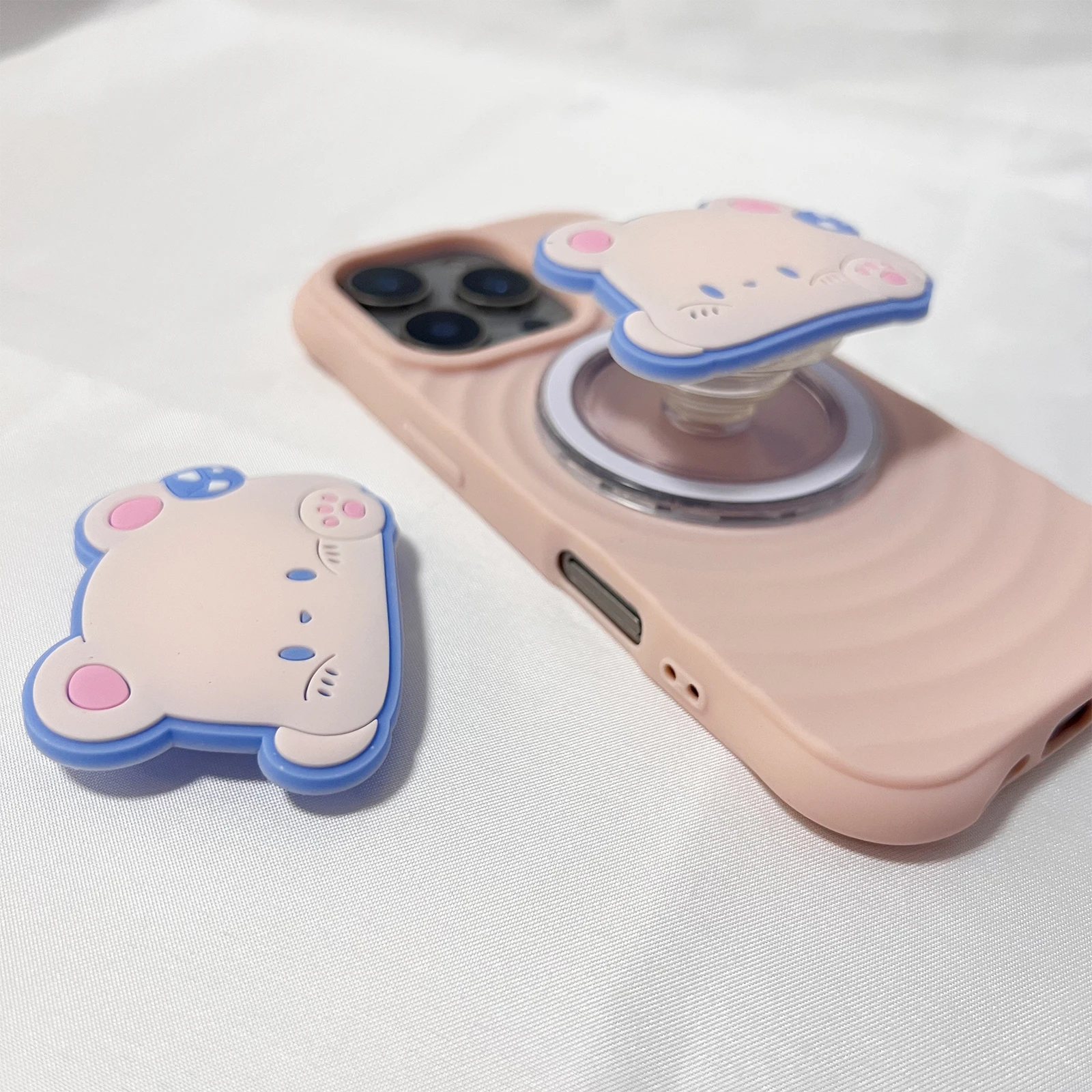 ที่วางโทรศัพท์รูปสัตว์น่ารัก หมีเลมอน ที่จับโทรศัพท์แบบมีกริป ที่ตั้งโทรศัพท์ รองรับ iPhone 17 iPhone 16Pro Max Samsung