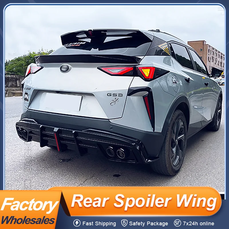 

For GAC Trumpchi GS3 Emzoom 2023 24 25 Rear Middle Trunk Lid Car Spoiler Wing FRP Material Black Carbon Exterior Accessories
