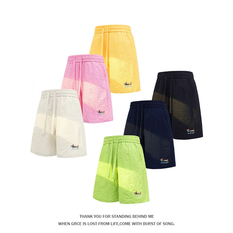 

Men's Printed Shorts 2026 Summer Drawstring Oversize Streetwear Cool Breathable Seersucker Men Bottoms Outdoor Male Sweatpants