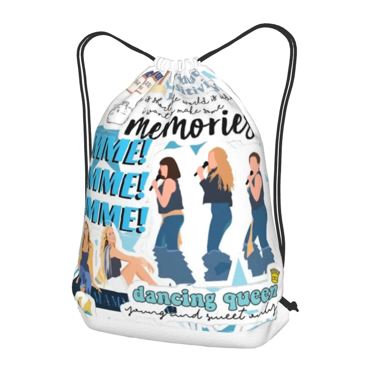 Mamma Mia -disco Backpacks Portable Drawstring Bundle Pocket Storage Bag Book Bags for Man Woman School