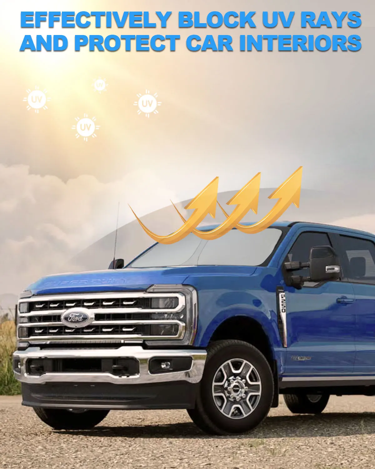 

For Ford Super Duty F250 F350 F450 F550 2017-2022 Car Windshield Sunshade Cover Front Window Sun Shade Visor Auto Interior UV