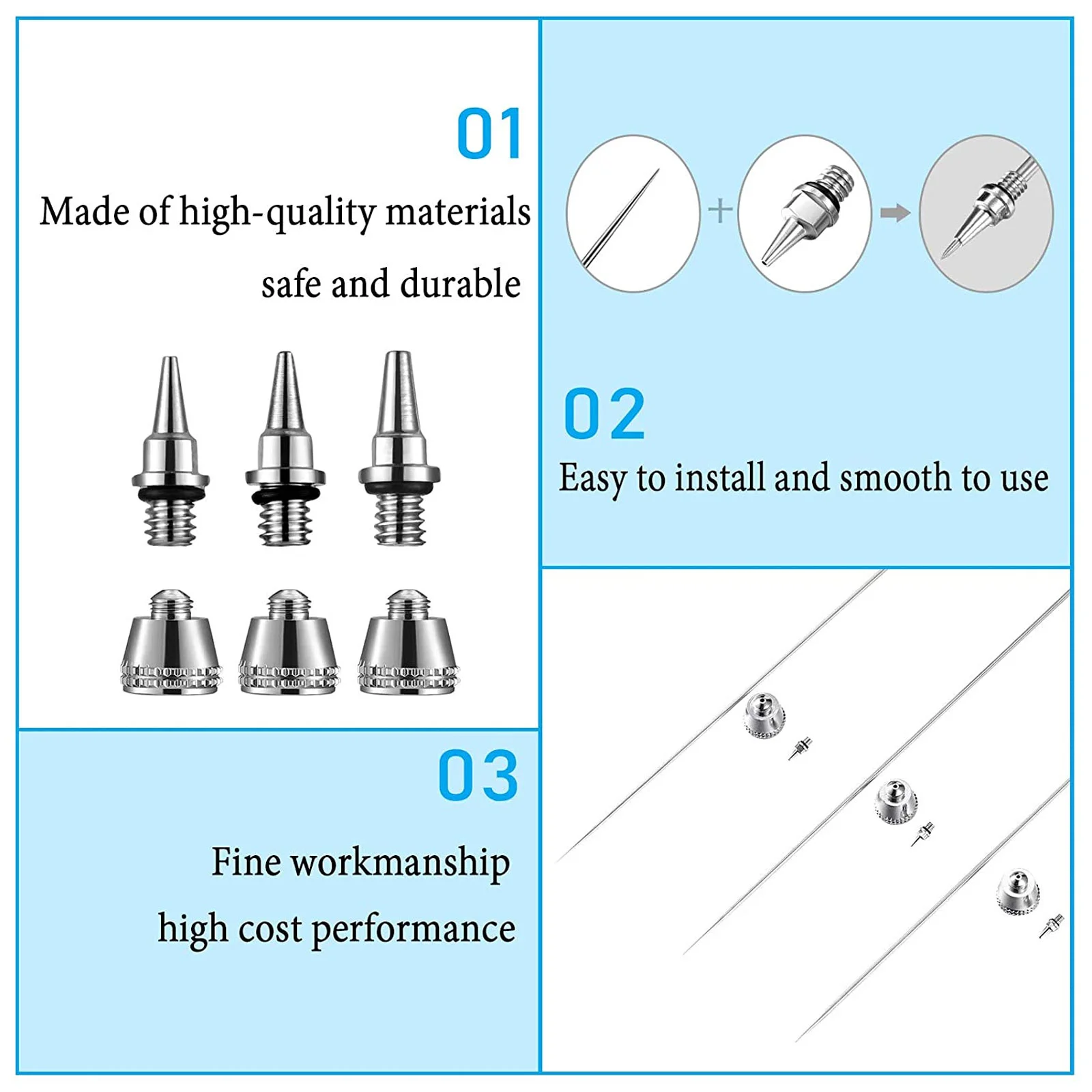 Airbrush Accessories Nozzle and Needle Replacement Part for Cleaning Supplies Sprayer Cap Repair Kit