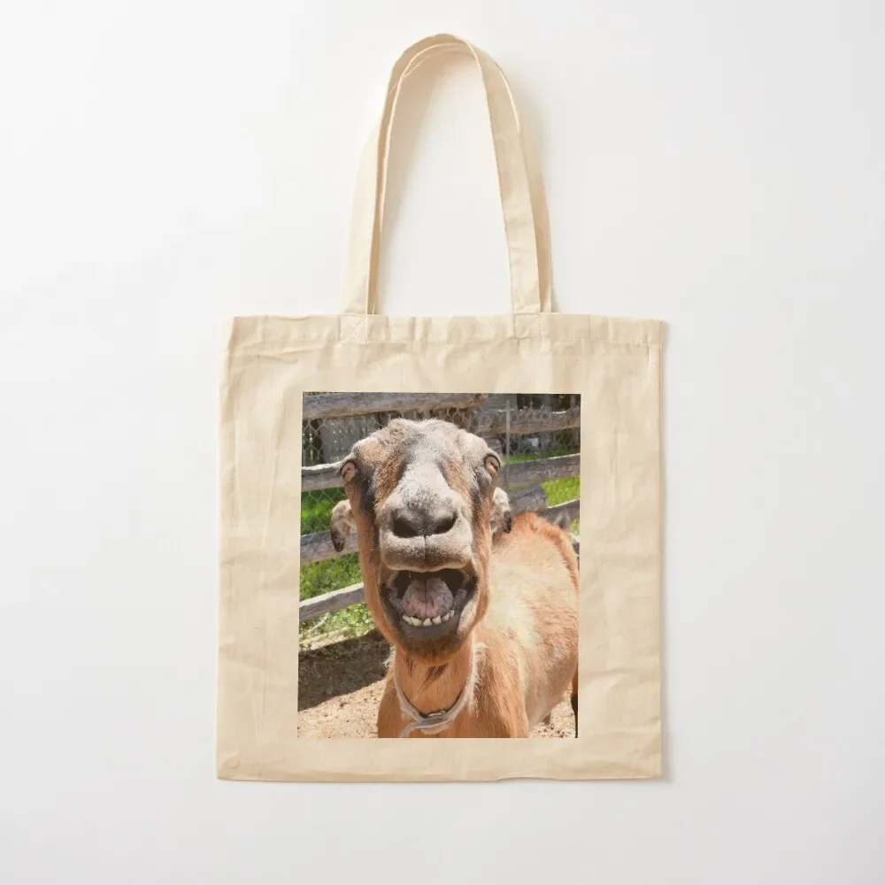 

smiling goat, yelling goat, funny goat Tote Bag Canvas bag for women shopper bag woman hand bags Women's shopper