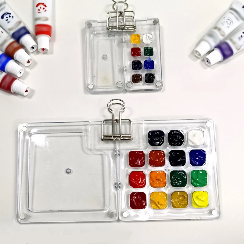 8/15 Grid mini Portable Pigment Box, Transparent Alex Pigment Packaging Box Palette, Suitable for Watercolor and Acrylic Pigment