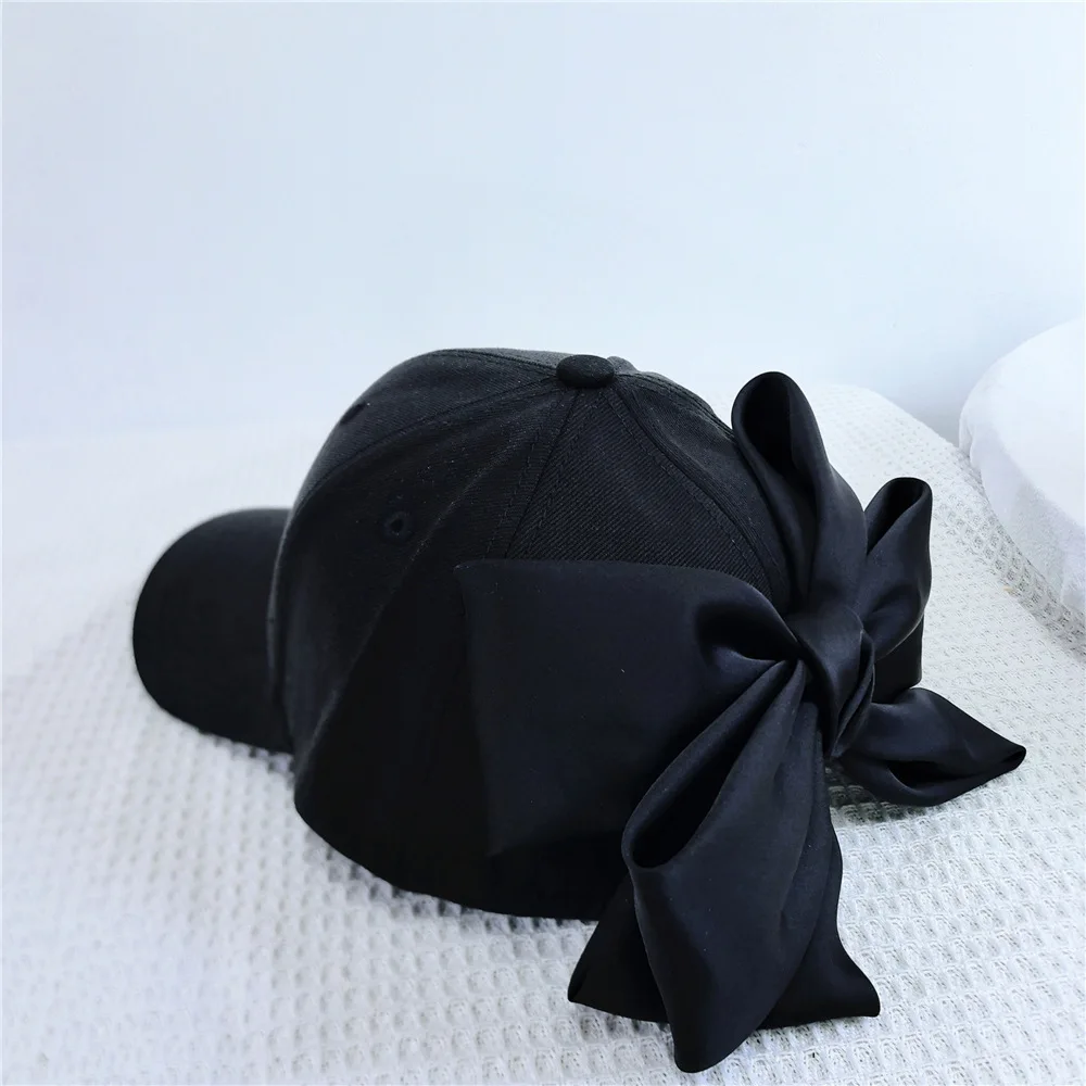 

Прекрасная бейсболка с большим бантом, универсальная уличная одежда для девочек, шляпа с бантом, регулируемая хлопковая бейсболка Snapback, повседневная шляпа от солнца с козырьками, шляпа