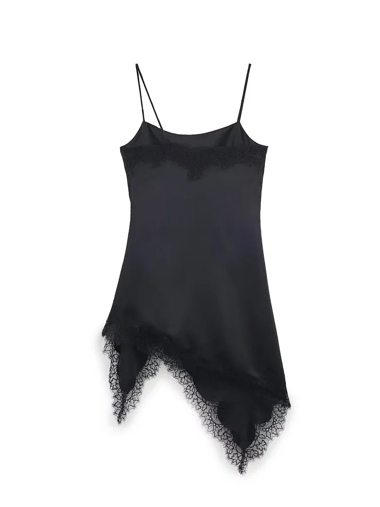 

HH Woman Elegant Lace Decoration Camisole Underwear Style Top Female Spring Sleeveless Backless Asymmetry Casual Solid Tops