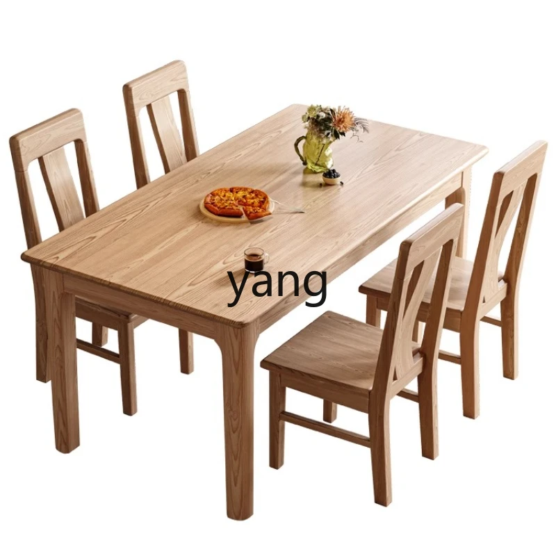 

LH solid wood dining table household small apartment modern simple rectangular living room dining table