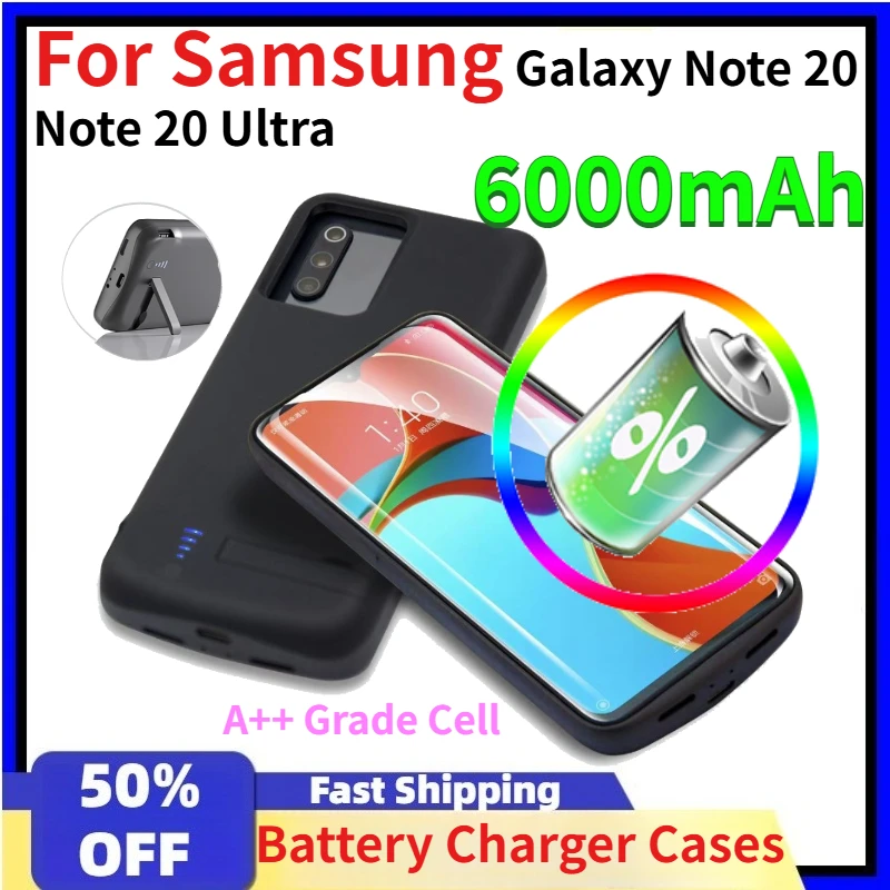 6000mAh Phone Battery Charger Case Compatible for Samsung Galaxy Note 20 Note 20 Ultra Extended Battery Life Charger Cover