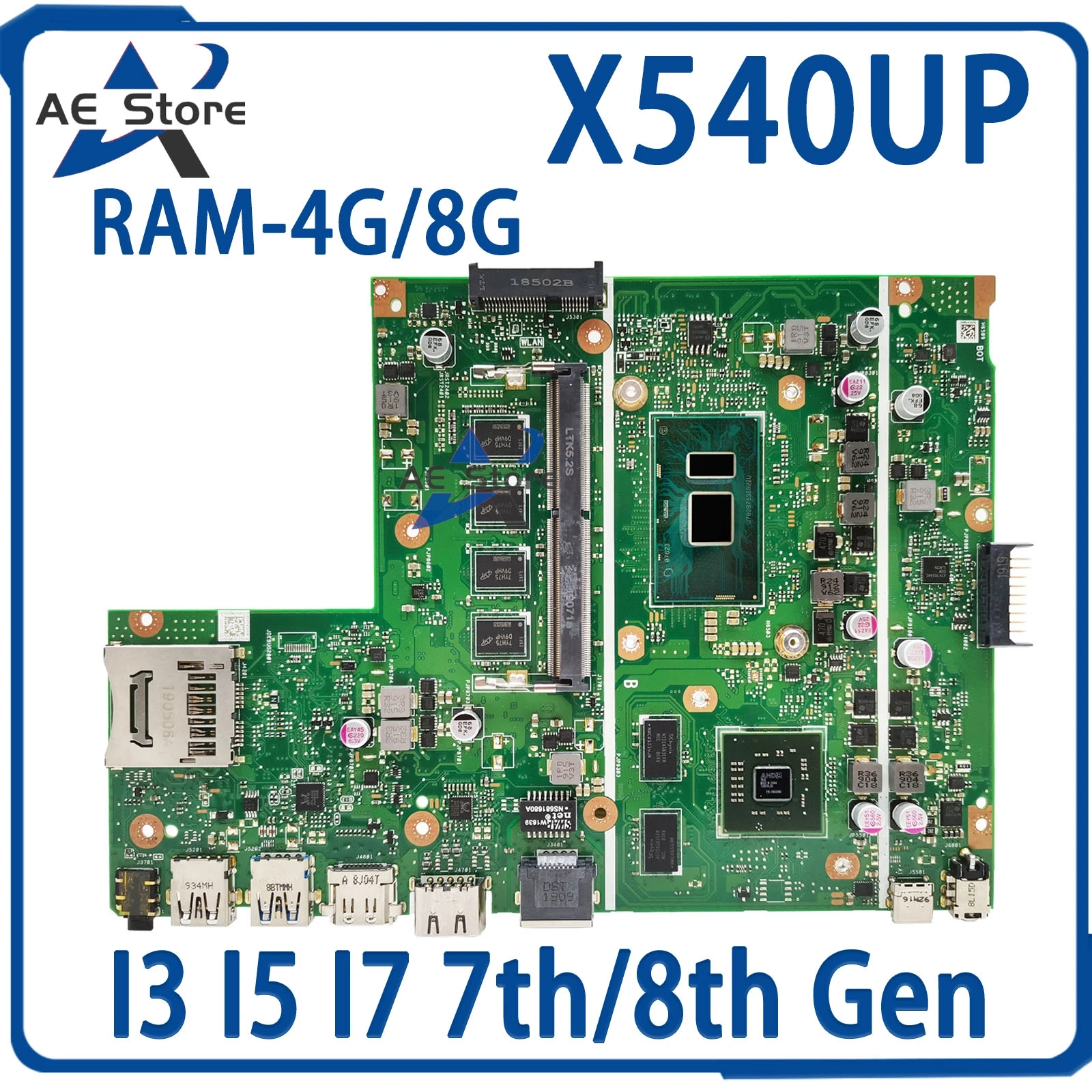 X540UP Mainboard For ASUS C520UP F540U X540UPR FL5700U A540U R540U VM520UP Laptop Motherboard 4405U I3 I5 I7 RAM-4GB/8GB PM